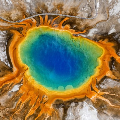 Aerial image of the Yellowstone Caldera