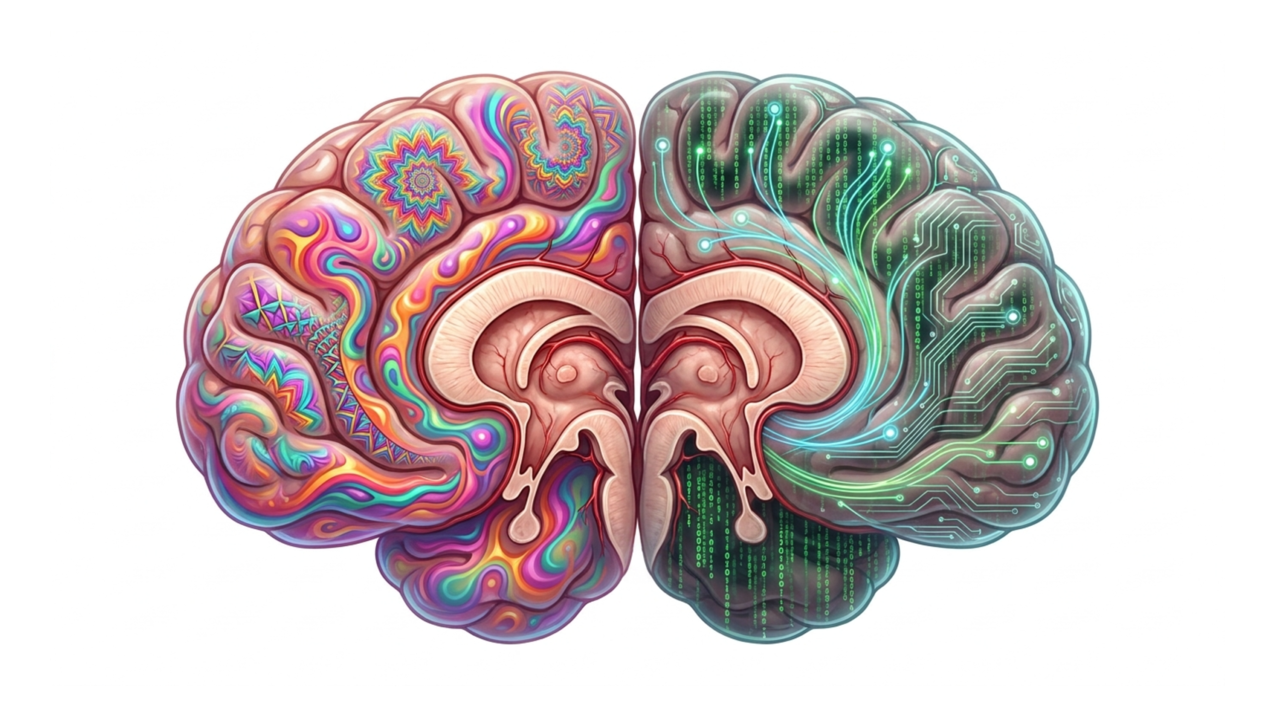 Graphic image of a brain in different colours