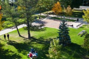 An aerial view of Carleton's quad
