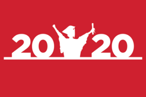 A red banner with 